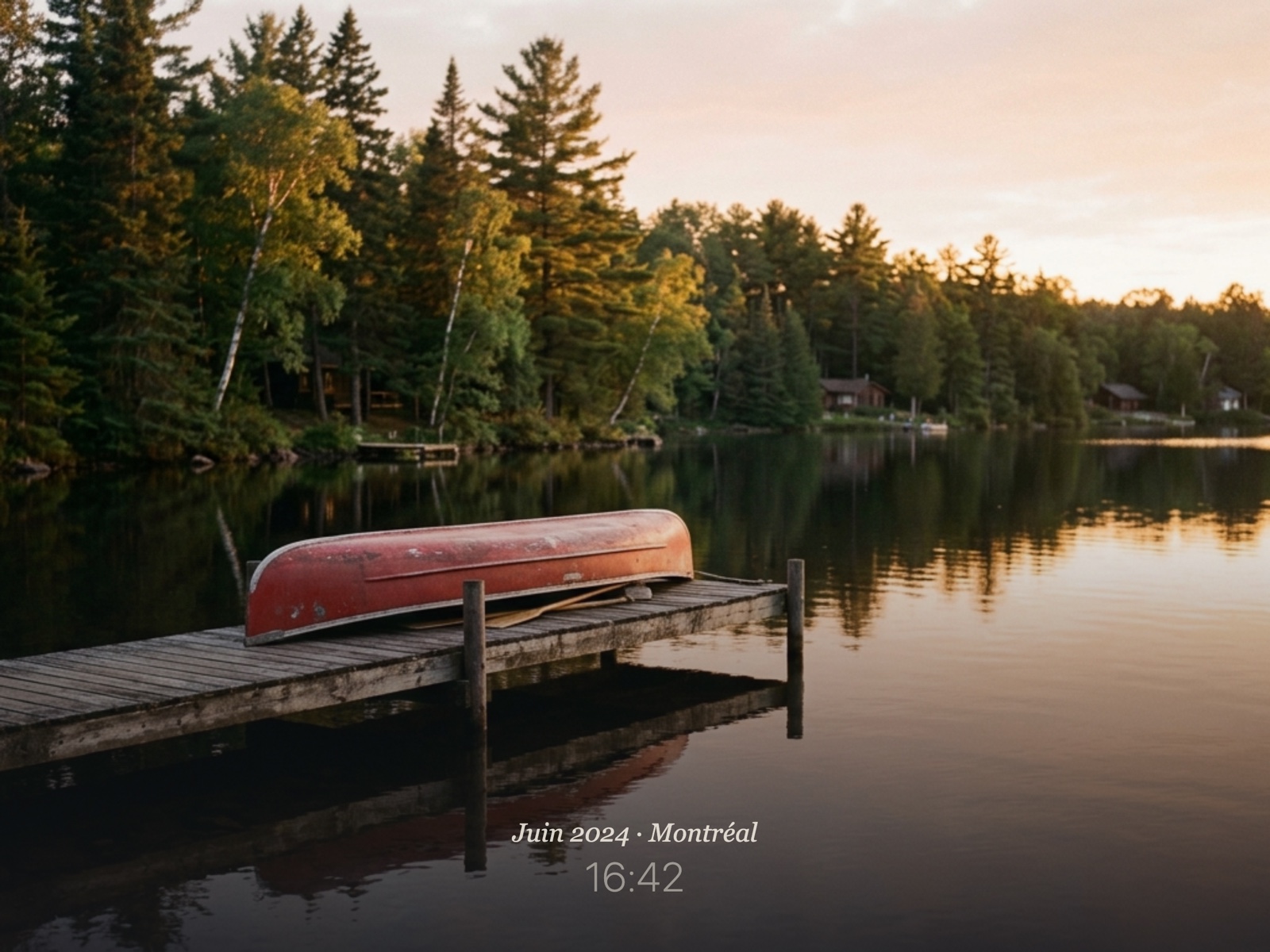 Une photo de famille au bord d'un lac dérive sur l'écran de Carrousel