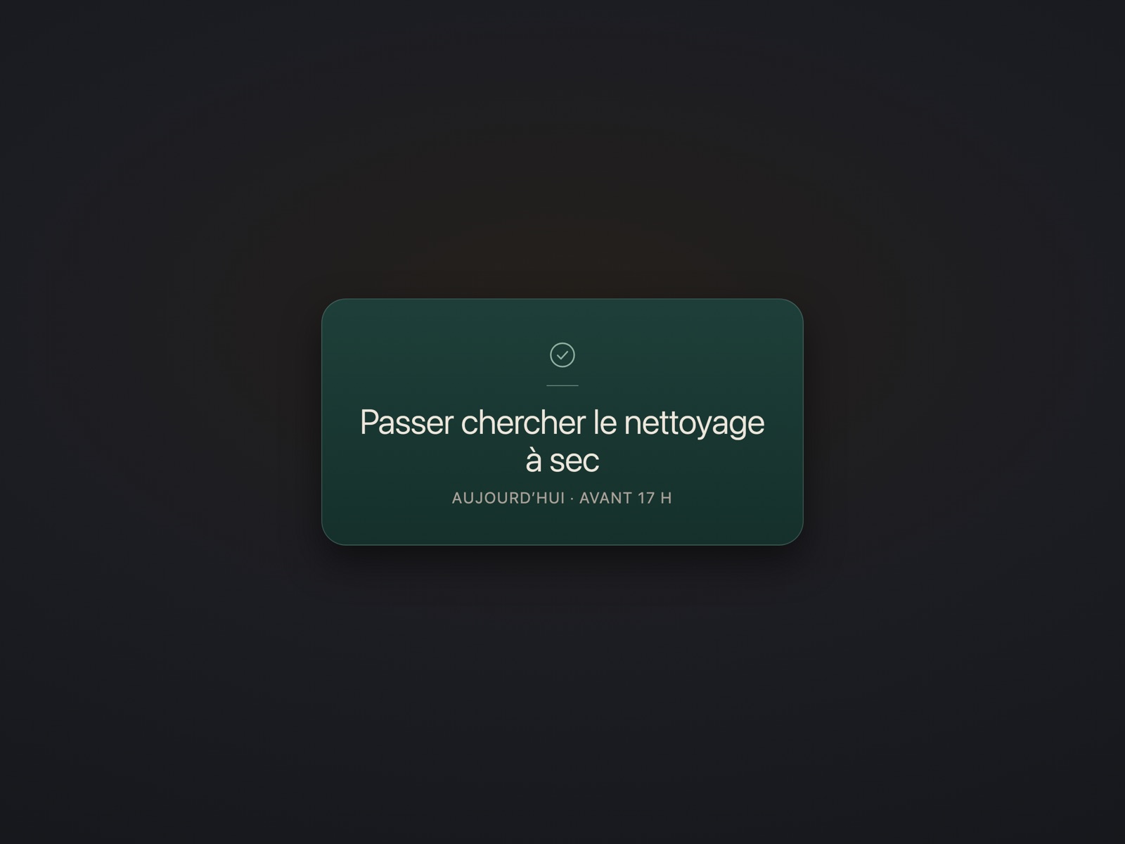 Un rappel — passer chercher le nettoyage à sec, sur l'écran de Carrousel